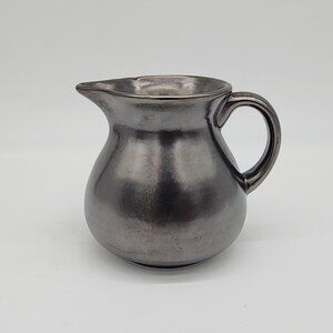 Prinknash Pottery Creamer Pewter Glaze Metallic Gunmetal Finish England VTG 4"